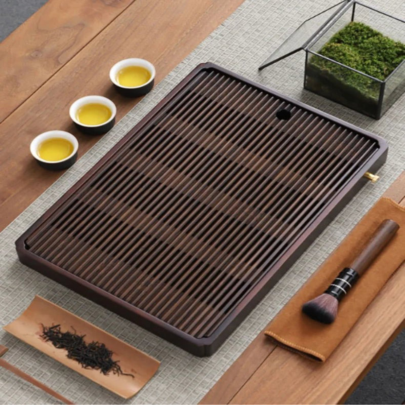 Bamboo Tea Tray Traditional Japanese Style Bamboo with Drain System - Image 6