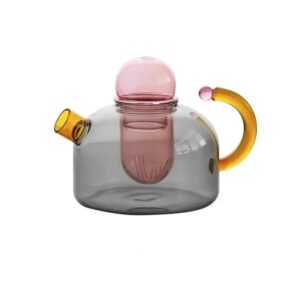 Alternative view of Glass Teapot and Cup Set Borosilicate Glass Built In Infuser Transparent Design