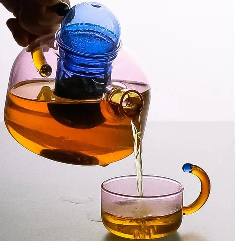 Glass Teapot and Cup Set Borosilicate Glass Built In Infuser Transparent Design - Image 4