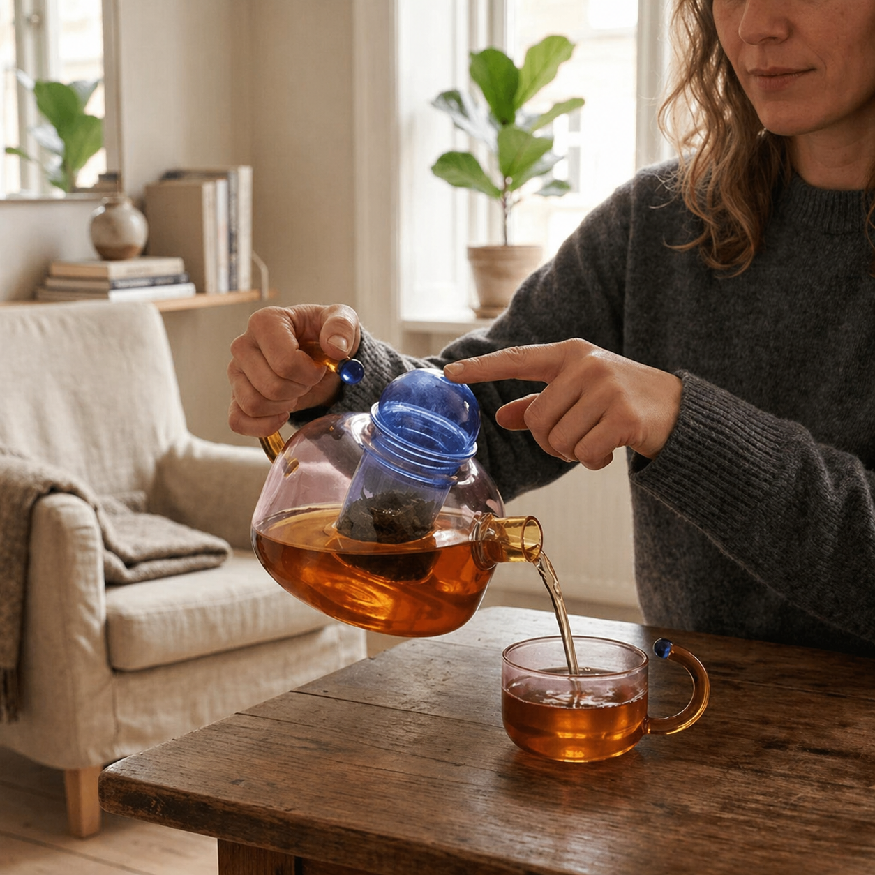 Glass Teapot and Cup Set Borosilicate Glass Built In Infuser Transparent Design - Image 6