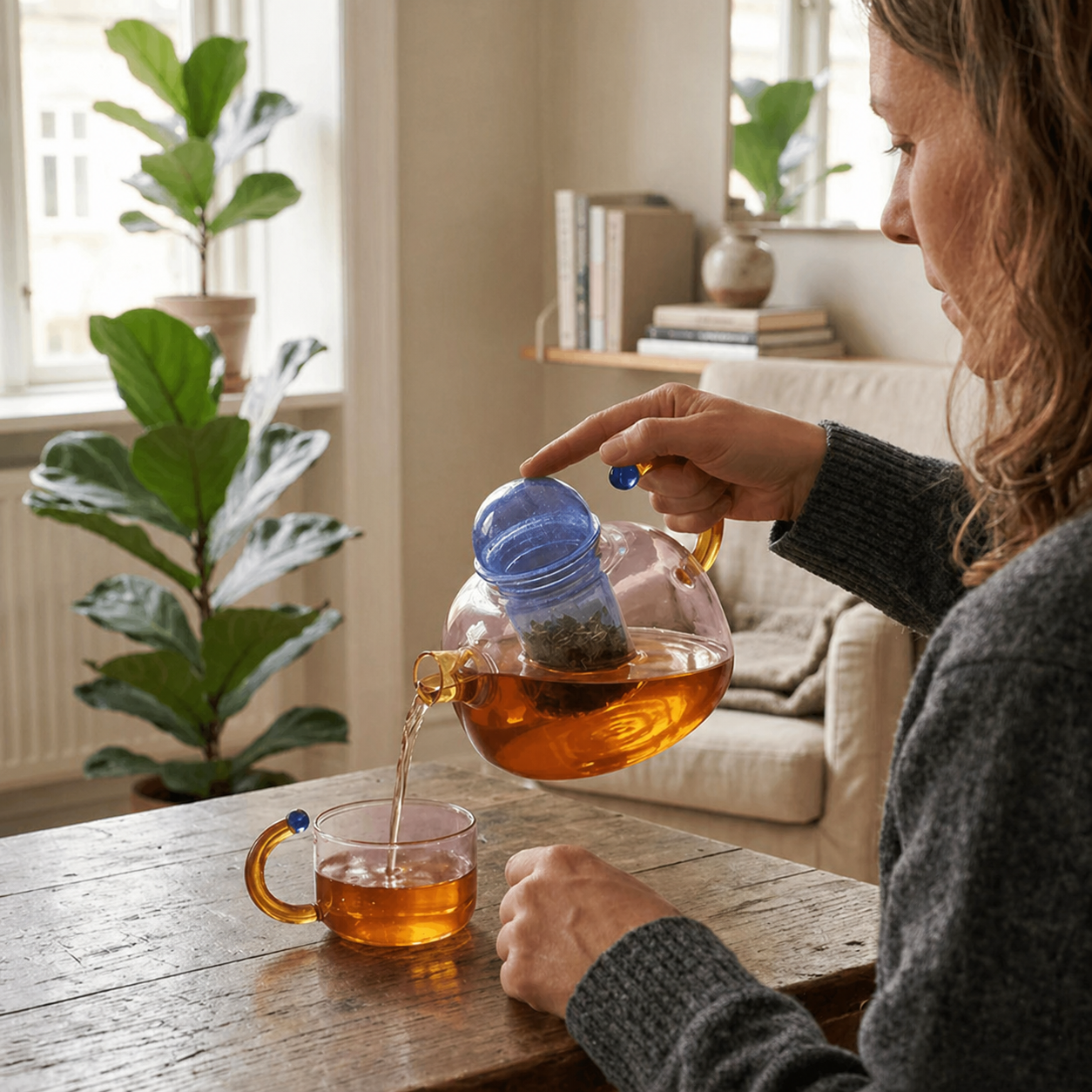 Glass Teapot and Cup Set Borosilicate Glass Built In Infuser Transparent Design - Image 7