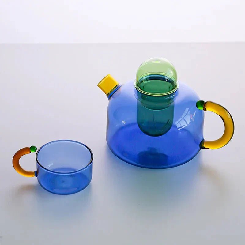 Glass Teapot and Cup Set Borosilicate Glass Built In Infuser Transparent Design - Image 9
