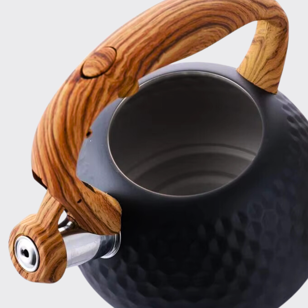 Electric Kettle Stainless Steel Wooden Handle Hexagonal Design - Image 4