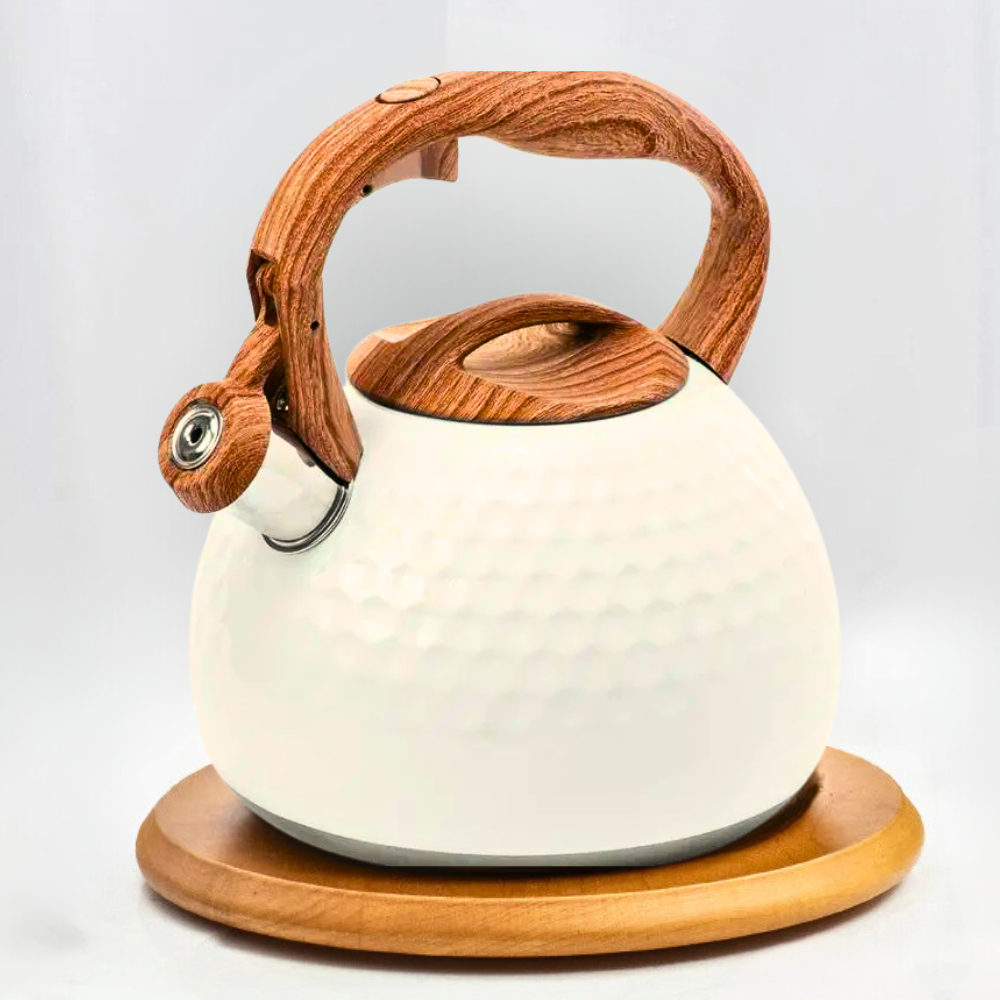 Electric Kettle Stainless Steel Wooden Handle Hexagonal Design - Image 6