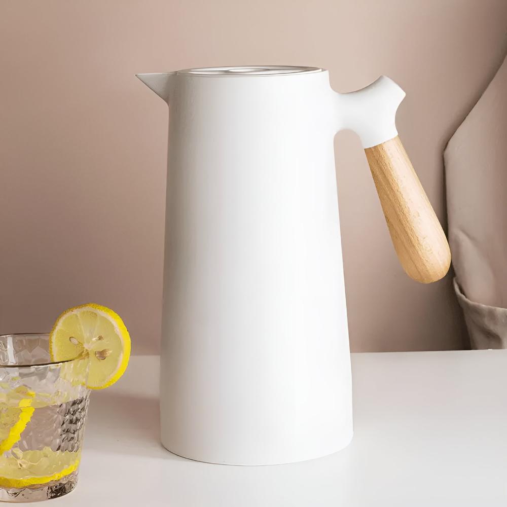 Insulated Carafe with Wooden Handle – 1L Vacuum-Sealed Beverage Dispenser - Image 10