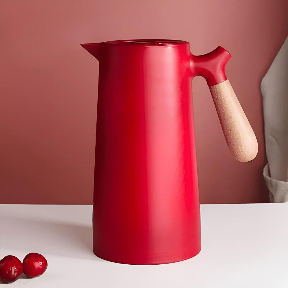 Insulated Carafe with Wooden Handle – 1L Vacuum-Sealed Beverage Dispenser - Image 9