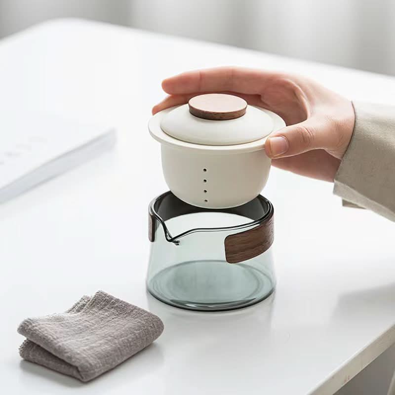 Tea Set Ceramic Teapot with 3 Cups Portable Lightweight - Image 5