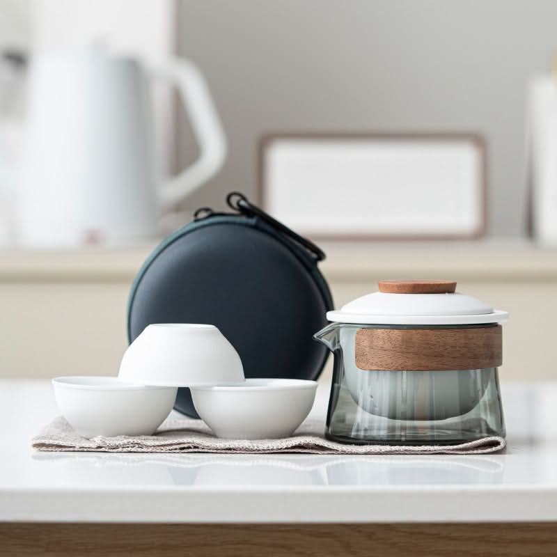 Tea Set Ceramic Teapot with 3 Cups Portable Lightweight - Image 7