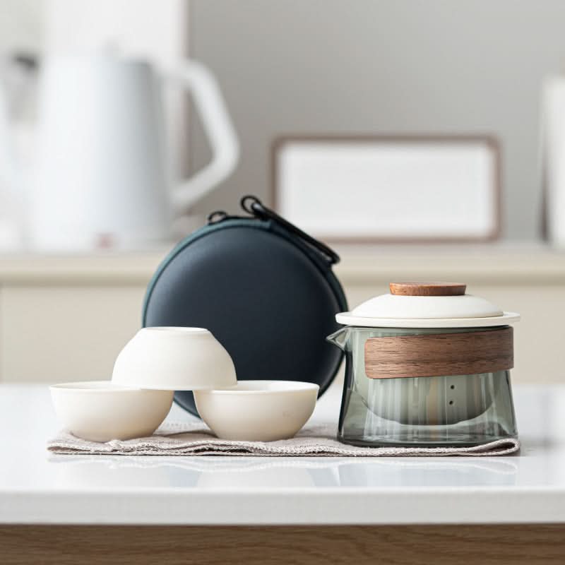 Tea Set Ceramic Teapot with 3 Cups Portable Lightweight - Image 9