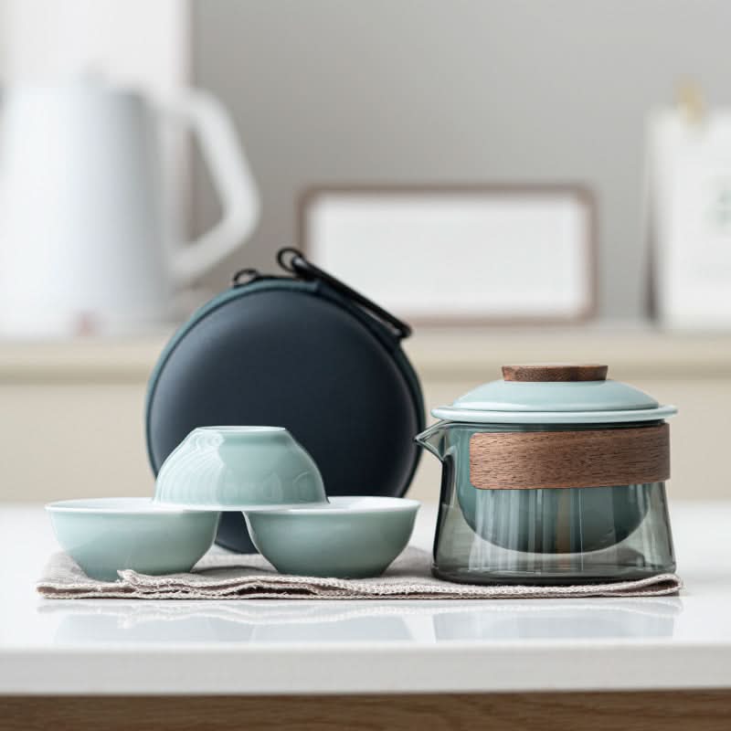 Tea Set Ceramic Teapot with 3 Cups Portable Lightweight - Image 10