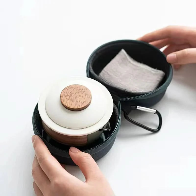 Portable Tea Set Food Safe Compact Travel Drinkware with Teapot and Cups - Image 4