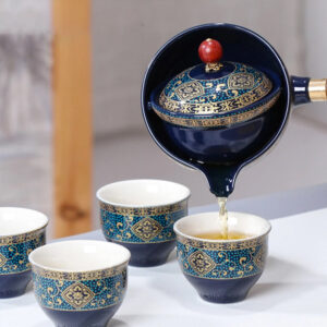 Alternative view of Tea Set 5 Piece Ceramic Bamboo Tray 170 ml Elegant Teapot
